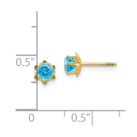 14k Yellow Gold Madi K Children's4mm CZ Birthstone (Dec) Screwback Earrings